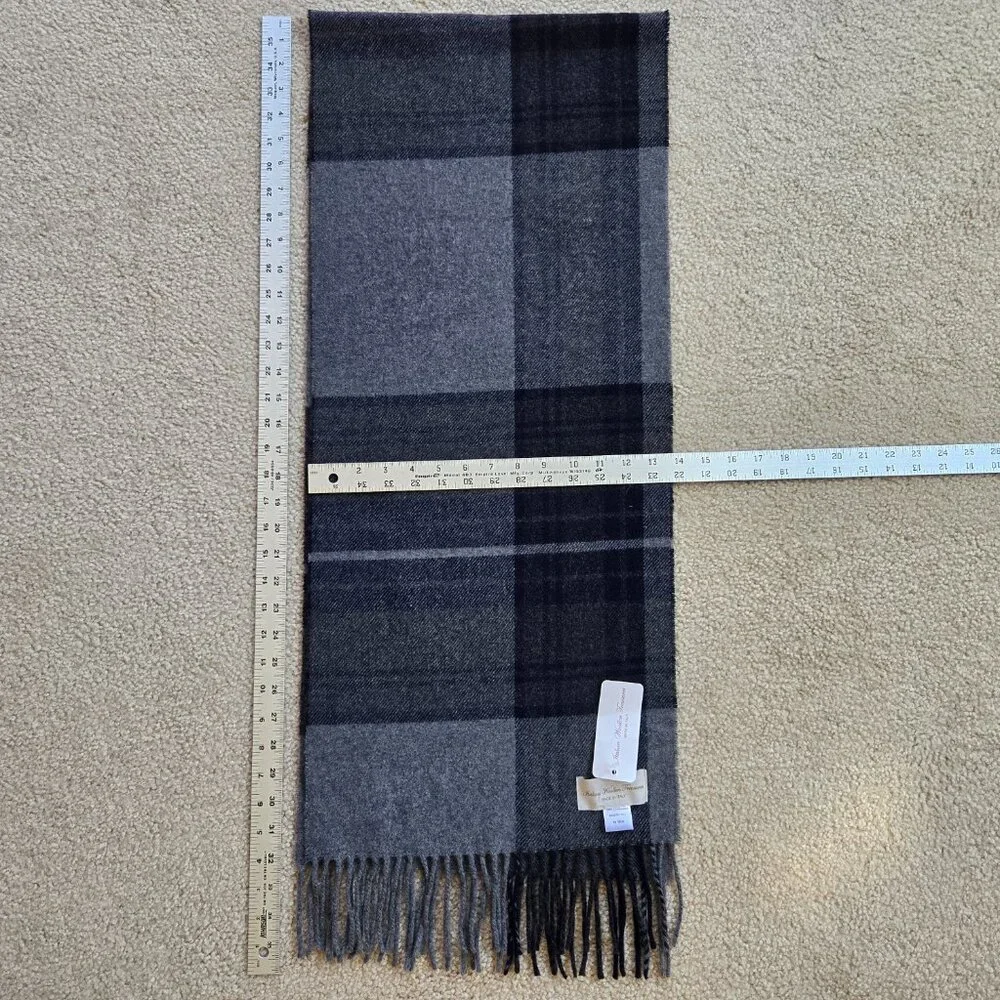 NWT Italian Woolen Treasures Wool Plaid Fringe Scarf